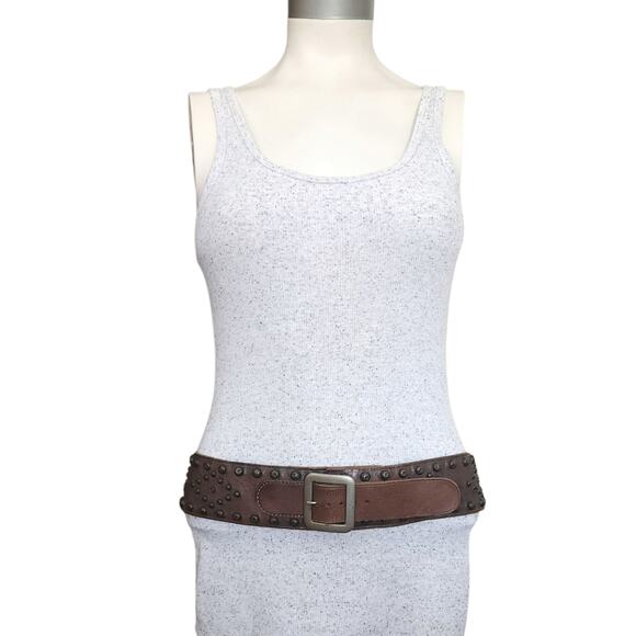 RALPH LAUREN vtg studded wide brown western boho leather statement belt Size M - Picture 10 of 10